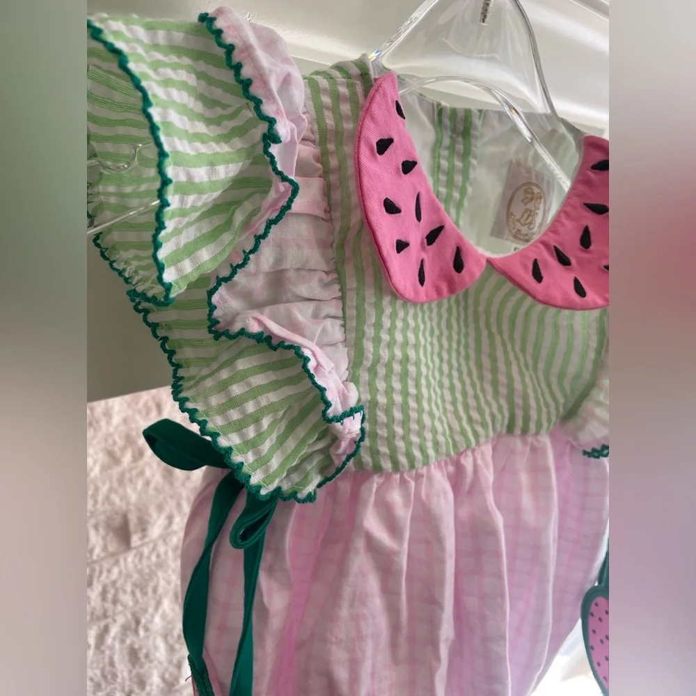 Little Bear Smocks Watermelon Bubble Romper – Baby Girl 6 Months